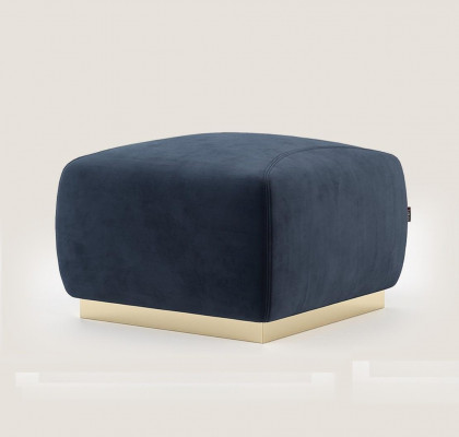 Designer luxus Modrý stojan s nerezovým rámem, čalouněný textilní nábytek, nový.