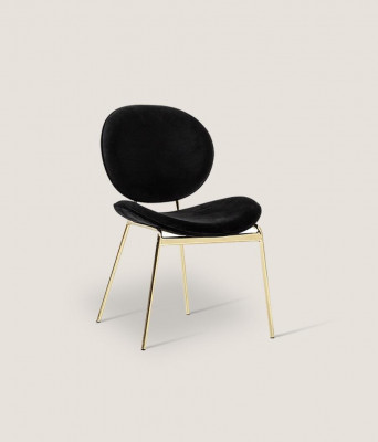 Černá designová židle s nerezovými nohami Moderní jídelní židle