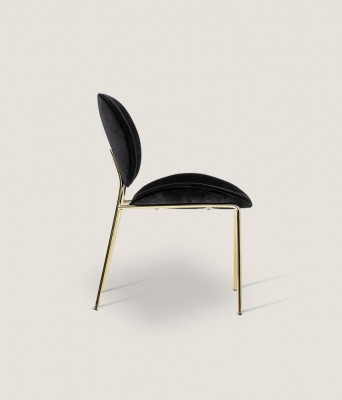 Černá designová židle s nerezovými nohami Moderní jídelní židle