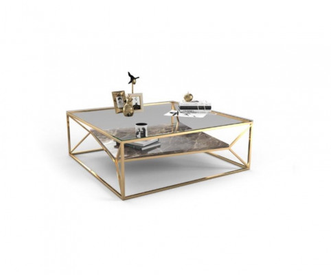 Moderní mramorový obývací stolní stůl luxusní nerezový stůl s skleněnou deskou