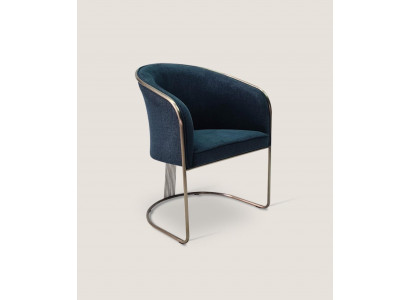 Modrý židle z nerezové oceli luxusní křeslo s jedním místem s polstrováním a loketní opěrkou