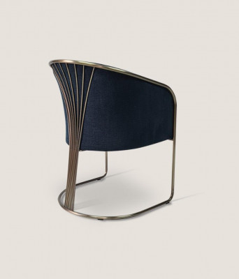 Modrý židle z nerezové oceli luxusní křeslo s jedním místem s polstrováním a loketní opěrkou