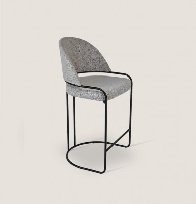 Šedý barový židle s nerezovými nohami jídelní židle Vysoké designové židle
