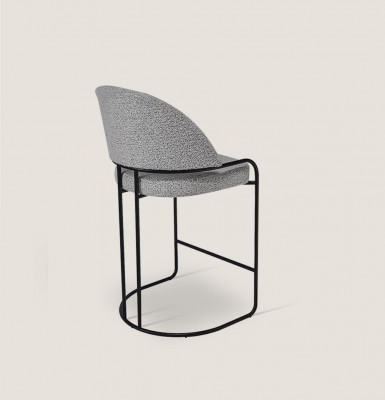 Šedý barový židle s nerezovými nohami jídelní židle Vysoké designové židle