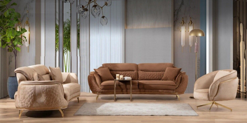 Sofa sestava 3+2+1 sedací, designové pohovky s polštáři, moderní luxusní.