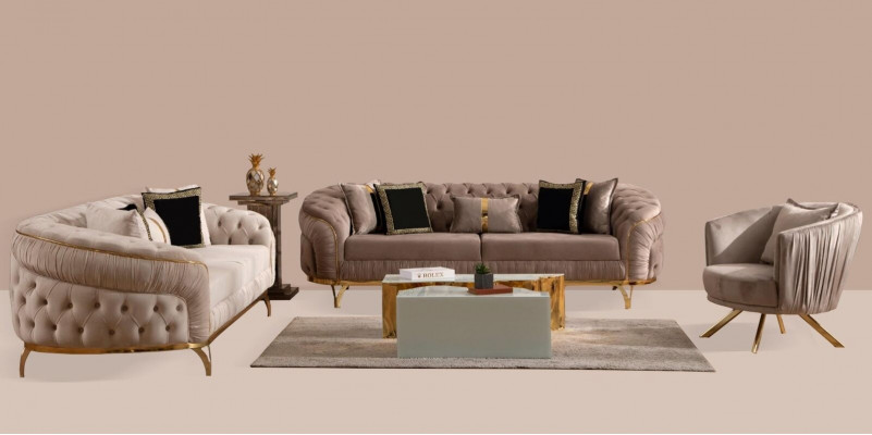 Chesterfield Sofa Set 3místná sada designových čalouněných sedadel 3+2+1