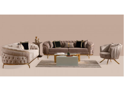 Chesterfield Sofa Set 3místná sada designových čalouněných sedadel 3+2+1