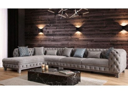Rohová sedací souprava L-Forma Chesterfield Design Moderní Pohovka Tkanina Nová