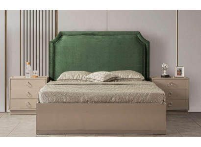 Postel 2x Noční stolky Moderní ložnice Nábytek Luxus Dřevo Design 3dílný.