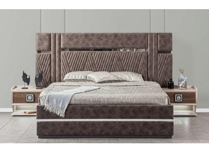 Postel 2x Noční stolky 3 kusy. Ložnice Sady Design Moderní Luxusní Postele