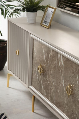 Moderní komoda s 2x zrcadly Designer Luxus obývací pokoj nábytek Dřevo