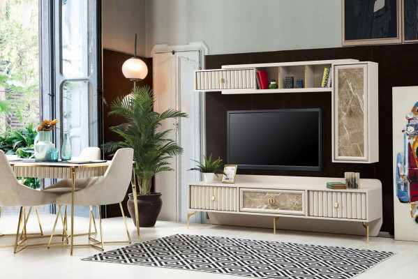 Designer Moderní obývací stěna Luxusní dřevěné regály Nábytek do obývacího pokoje Stylový