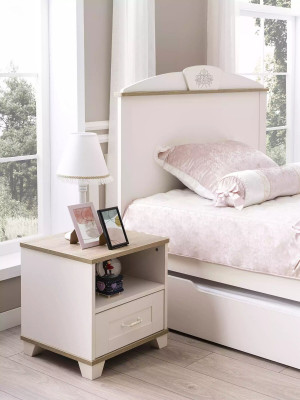 Dětský noční stolek Design Noční stolek Noční konzole Pokoj dětí Dřevo Bílý