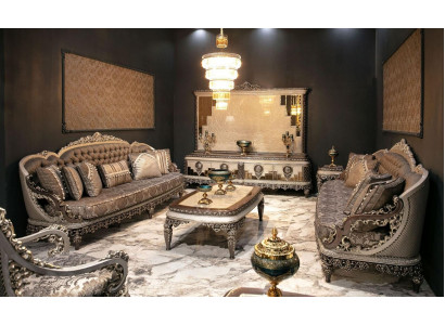 Luxusní sedací souprava 3+3 konferenční stolek pohovka gauč moderní šedá sada nová