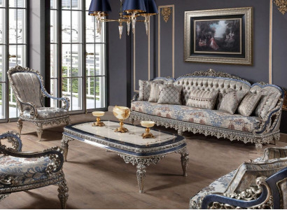 Chesterfield sada sezení, 3+1+1sedadla, luxusní textilní gauč