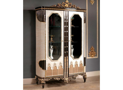 Klasická vitrína Luxus Dřevěná vitrína Skříně Designové prosklené dveře Skříň