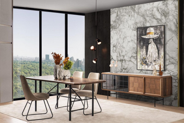 Jídelní kout Jídelní skupina Jedálenský stôl Sada 8 dielov Hnedá drevoptýlová elegancia