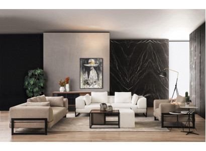 Sofa set Kompletní potahové pohovka šedá látka Látka sedací souprava