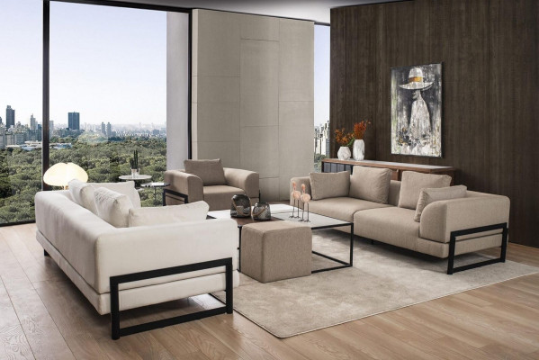 Sofa set Kompletní potahové pohovka šedá látka Látka sedací souprava