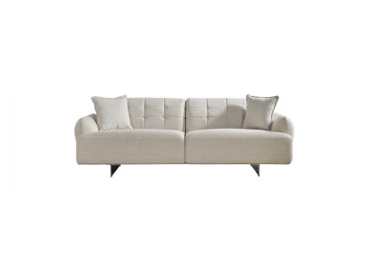 Sofa třímiestná 3místná čalouněná pohovka látková polyesterová moderní bílá.
