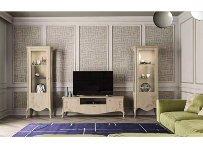 Obývací pokoj rtv Vitrína Jídelní set Luxus Obývací pokoj Beige Set 3 ks.  