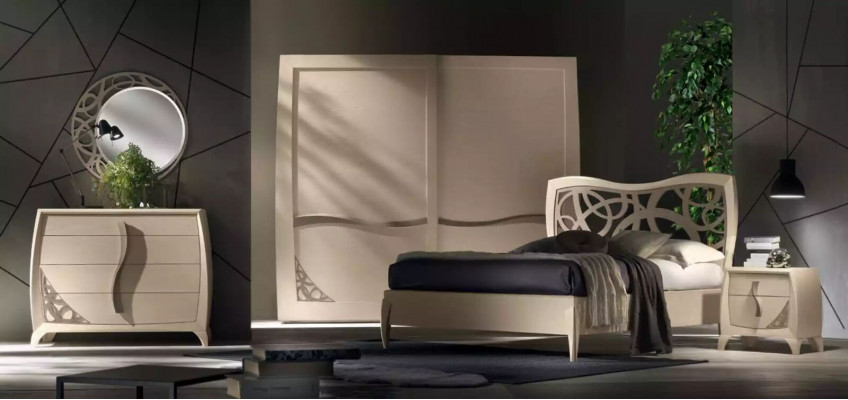 Kompletní ložnice v moderním luxusním designu, postel 2x noční stolek 6 ks nové