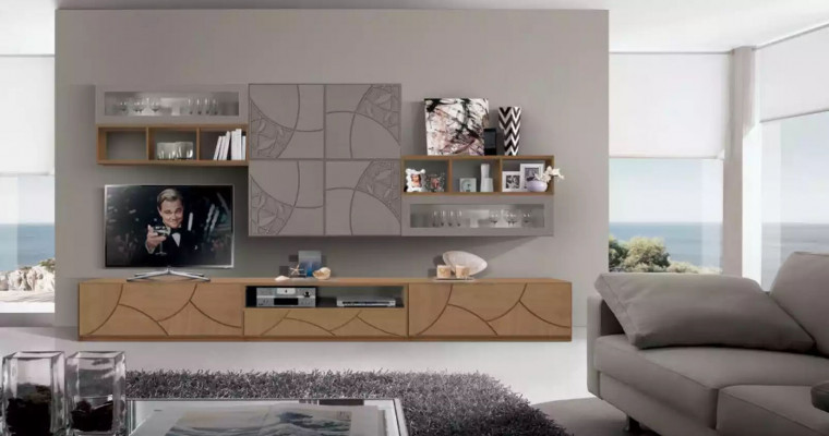 Designová skříň na zeď Regál Obývací pokoj Dřevo Skříně Regály Itálie Nové