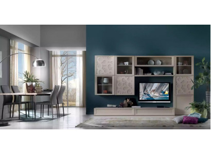 Obývací pokoj Set Vitrína Komoda Stěny TV stojan Design Skříň Nový