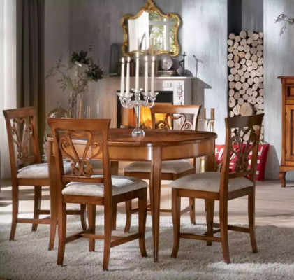 Jídelní sestava 4x židle Skupina jídelního stolu Skupina jídelny Sideboard 6 kusů