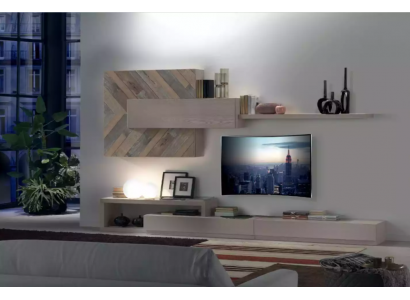 Wohnwand TV-Ständer Wandregale Wohnzimmer Luxus Lowboard Grau Neu Obývací stěna TV stojan Nástěnné regály Obývací pokoj Luxus lowboard šedá Nové