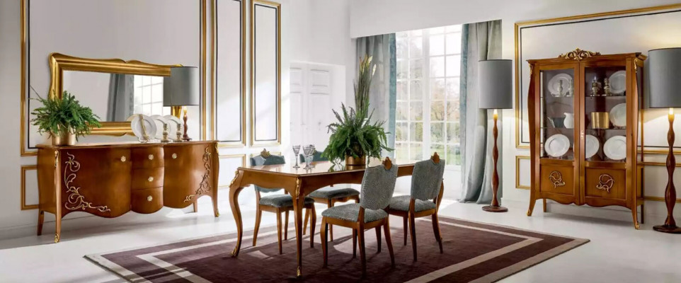 Sideboard Italský nábytek Zrcadlo 2 dílná komoda Skříň Dřevo