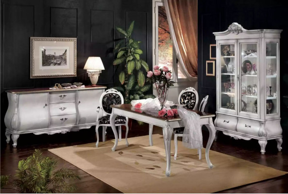 Dřevěná vitrína bílá skříň design italské nábytek skříň