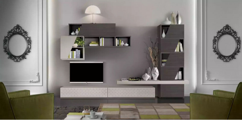 Obývací pokoj Police na zdi Obývací pokoj Skříně Designová televize Moderní Luxus Nový.