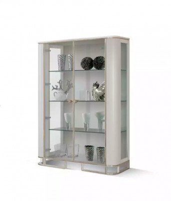 Návrh Vitrína nábytek dřevo Bílý Luxus Skleněná skříň Design Italský nábytek