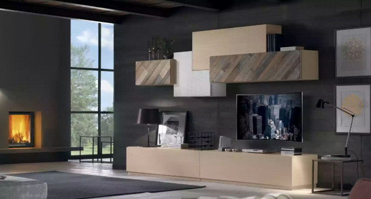 Obývací pokoj Kompletní set Lowboard TV skříň Stěnová sestava Luxus Nové