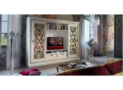 TV stěna ze dřeva Moderní TV skříň Živý nábytek z masivního dřeva Nové