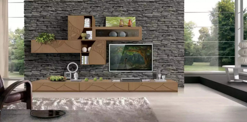 Obývací pokoj Sideboard Obývací stěny Hnědé skříně Regál Skříň Design Nový