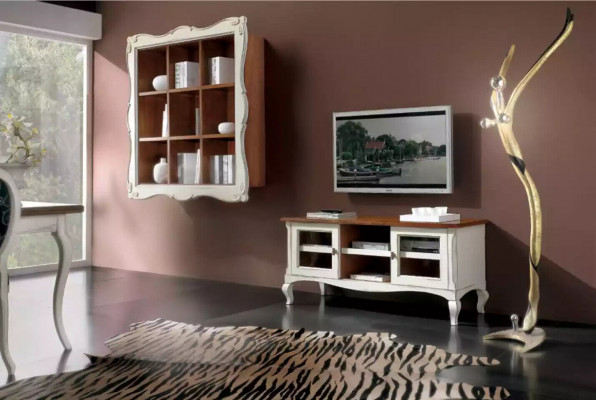 Nábytek na stěnu Skříň na zeď Obývací pokoj Nízký nábytek Klasický design Set 2 kusy.