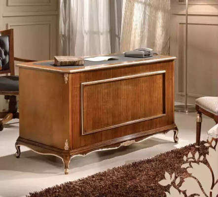 Elegantní hnědý psací stůl z dubového dřeva Se sada 2 kusů regálů na knihy a nábytek do kanceláře.