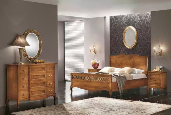 Ložnice skříň s zrcadlem Luxus Moderní Nábytek Set 2 kusy Dřevo Nový