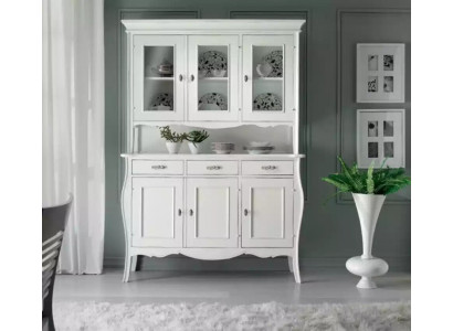 Design nábytek Italská bílá vitrína Dřevo Luxusní skříně Klasické