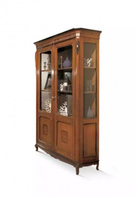 Luxus skříň dřevěný nábytek vitrína regál design klasický skleněná skříň