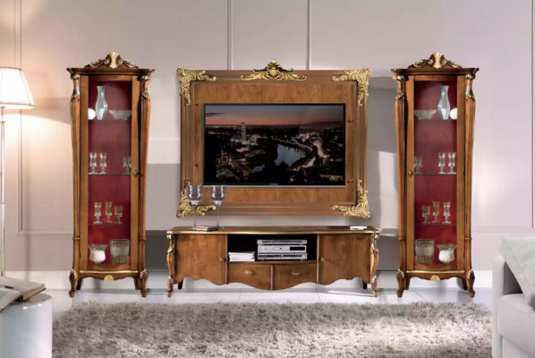 Wohnwand Set 4-dílný. Obývací pokoj Vitrine RTV Regal Luxus Klassische Neu