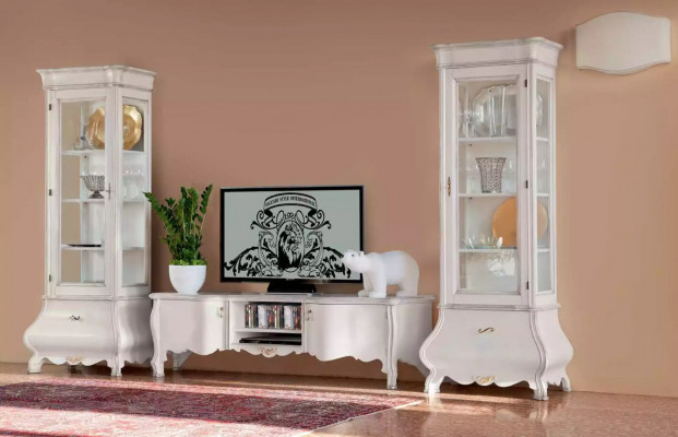 Luxus dřevěná skříň design vitrína bílá Italský nábytek skříň vitríny