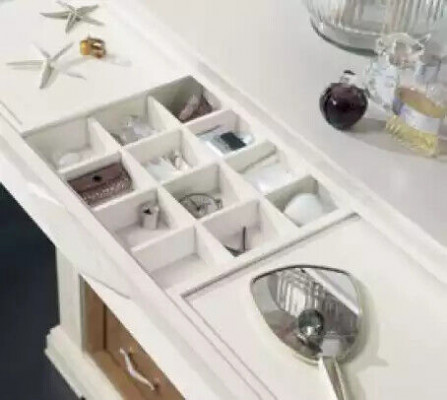 Komoda se zrcadlem, skříně, dřevo, nábytek, 2dílný, bílý, Itálie