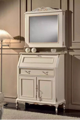 Bílá komoda se zrcadlem, klasický styl, nábytek set 2 kusy, konferenční stůl, komody
