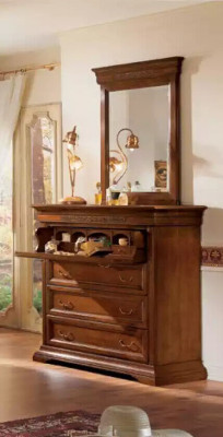 Komoda se zrcadlem, dřevěný design, 2 díly, ložnice - komplet komoda