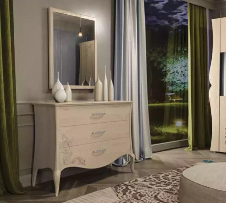 Moderní luxusní set 2 kusů komoda zrcadlo dřevo konzole sideboard nábytek nový