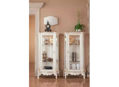 Dřevěná vitrína Vitrína vysoké kvality Klasický design nábytku Bílý Vitrín