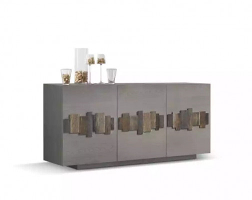 Komoda sideboard masivní dřevo skříň nábytek komody bufet šedá